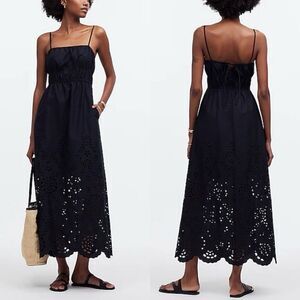 Madewell | Dresses | Madewell Midi Dress Women2 Black Embroidered Tank New  Poplin Cotton Ns31 | Poshmark